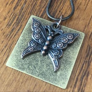 Tricolor Metal butterfly combo necklace